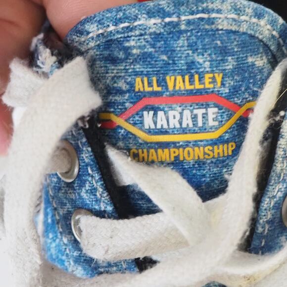 Vans Cobra Kai Karate Kid All Valley Sneakers Sz 2.5 No Mercy Eagle Fang Denim - Picture 9 of 16